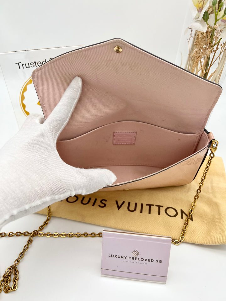 LOUIS VUITTON FELICIE IN PINK PATENT LEATHER