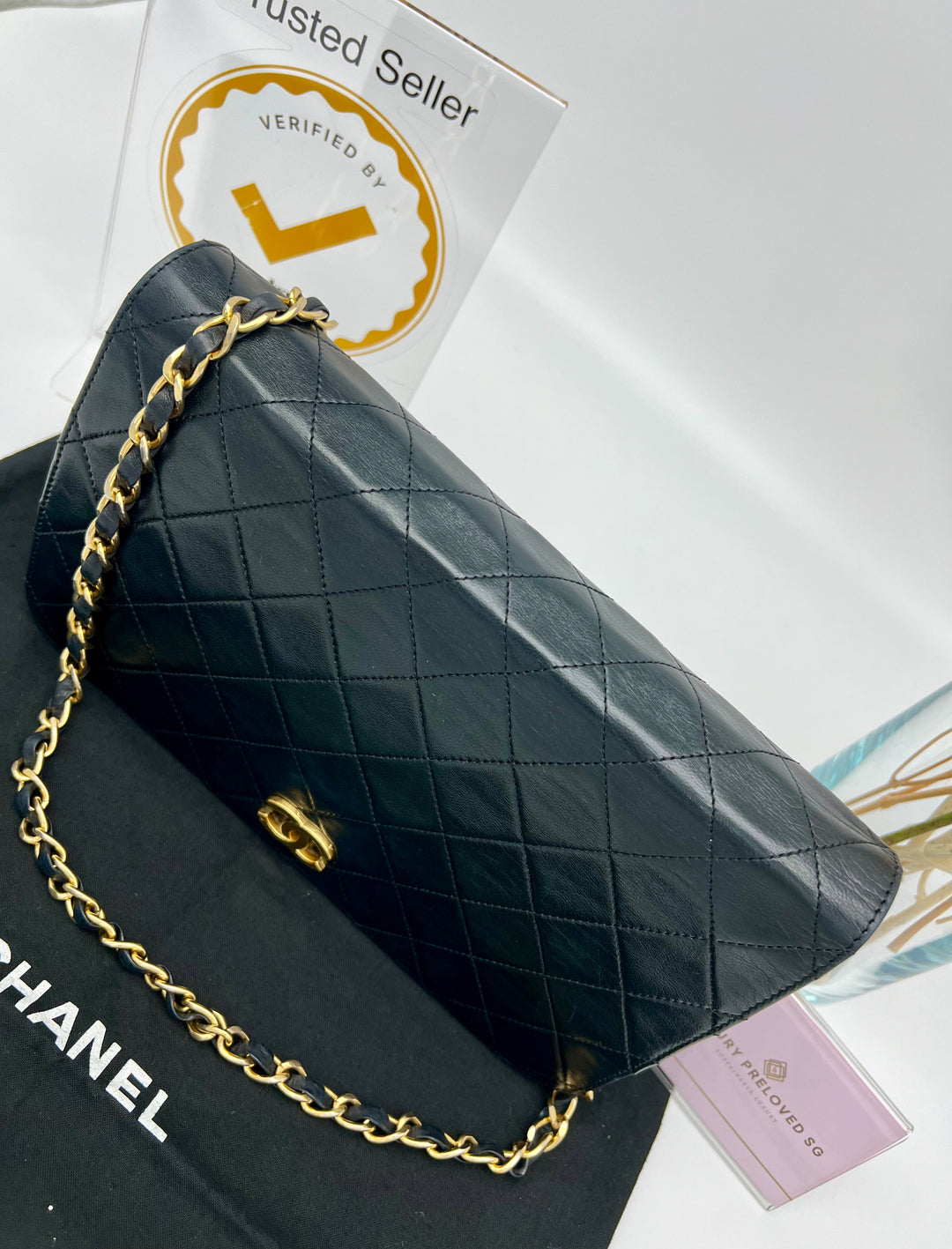 CHANEL VINTAGE LAMBSKIN FULL FLAP BAG