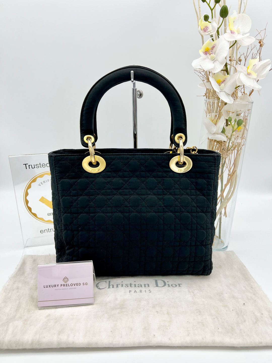 CHRISTIAN LADY DIOR VINTAGE CANVAS SMALL