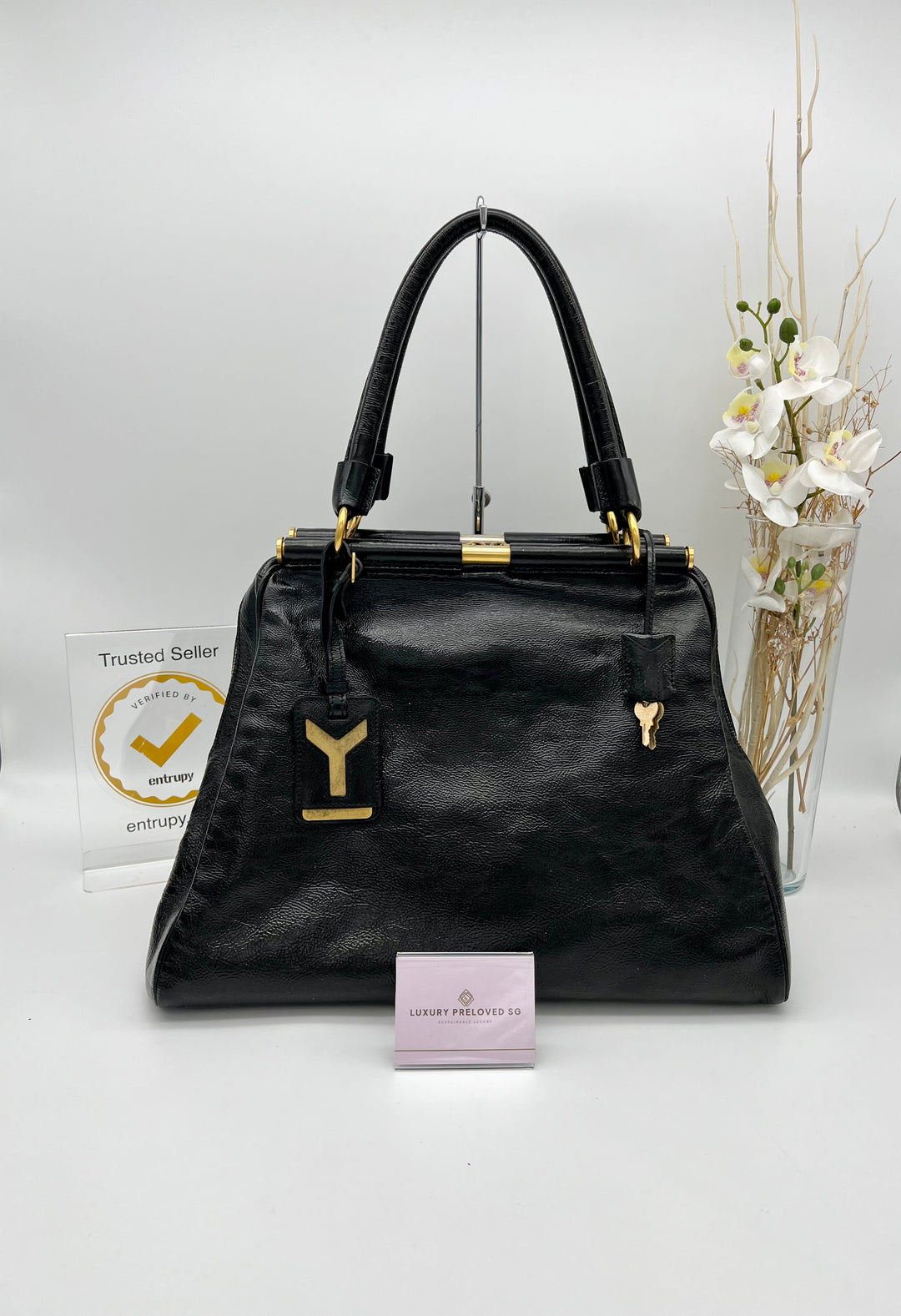 YVES SAINT LAURENT MAJORELLE TOTE PATENT LEATHER