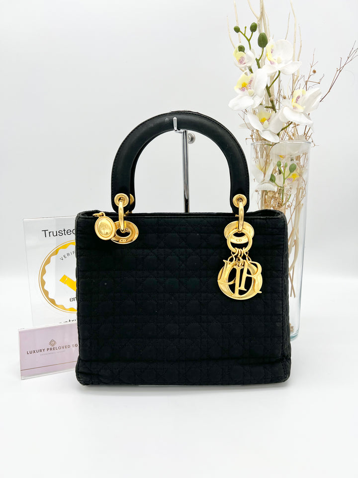 CHRISTIAN LADY DIOR VINTAGE CANVAS SMALL