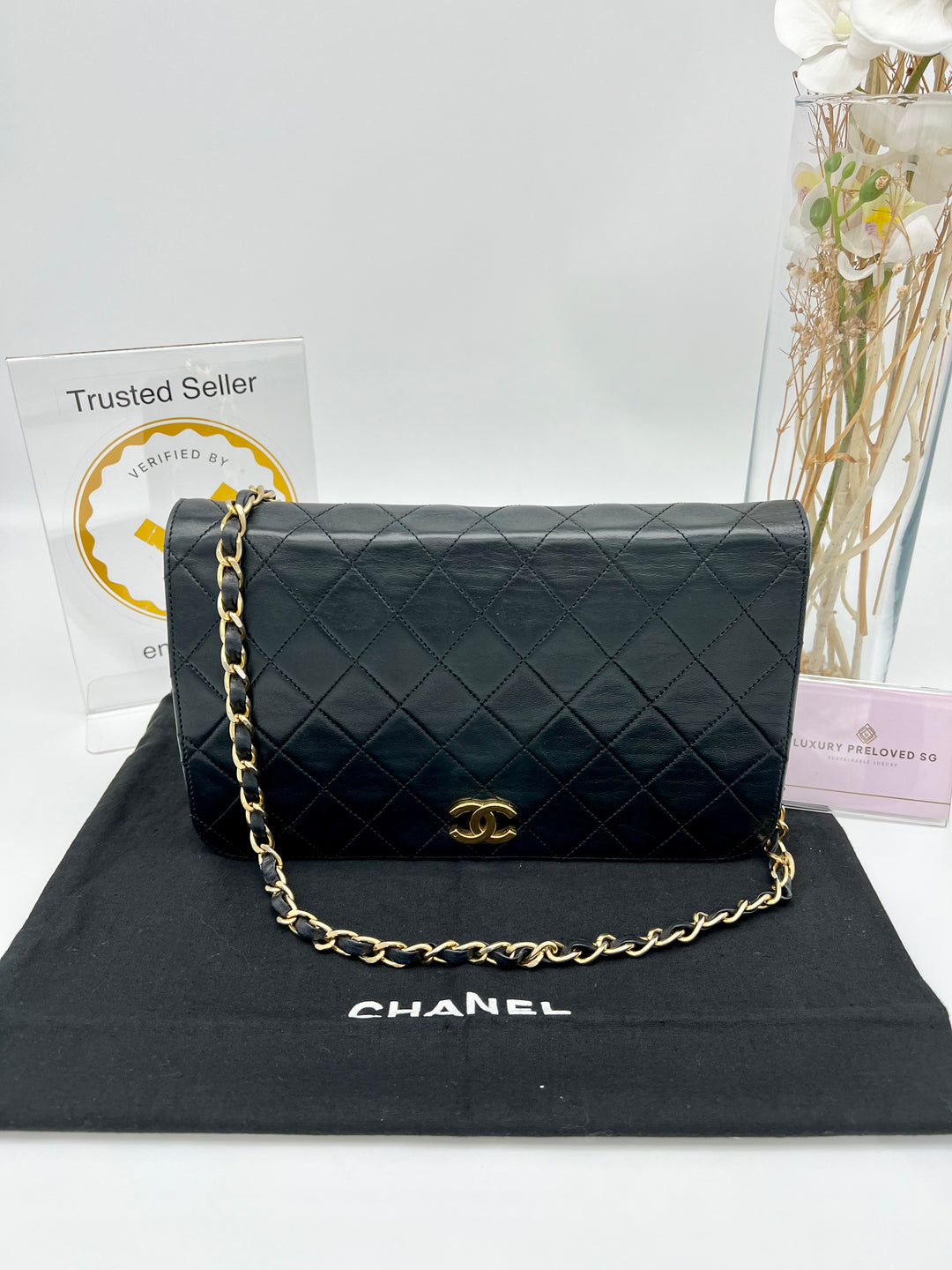 CHANEL VINTAGE LAMBSKIN FULL FLAP BAG