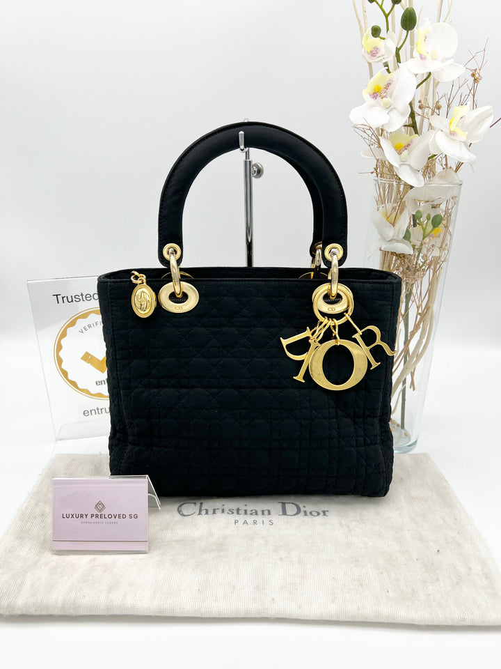 CHRISTIAN LADY DIOR VINTAGE CANVAS SMALL