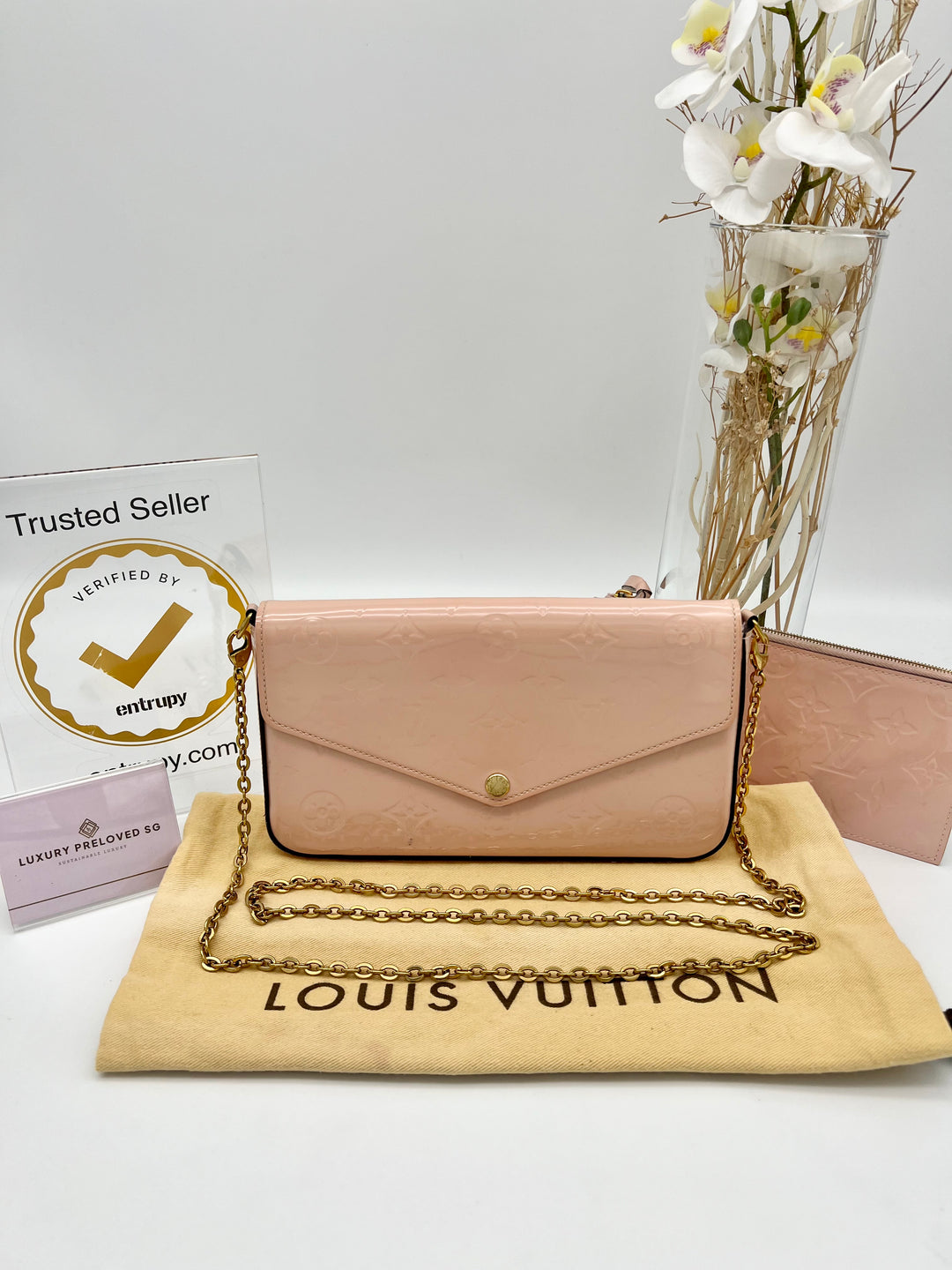 LOUIS VUITTON FELICIE IN PINK PATENT LEATHER