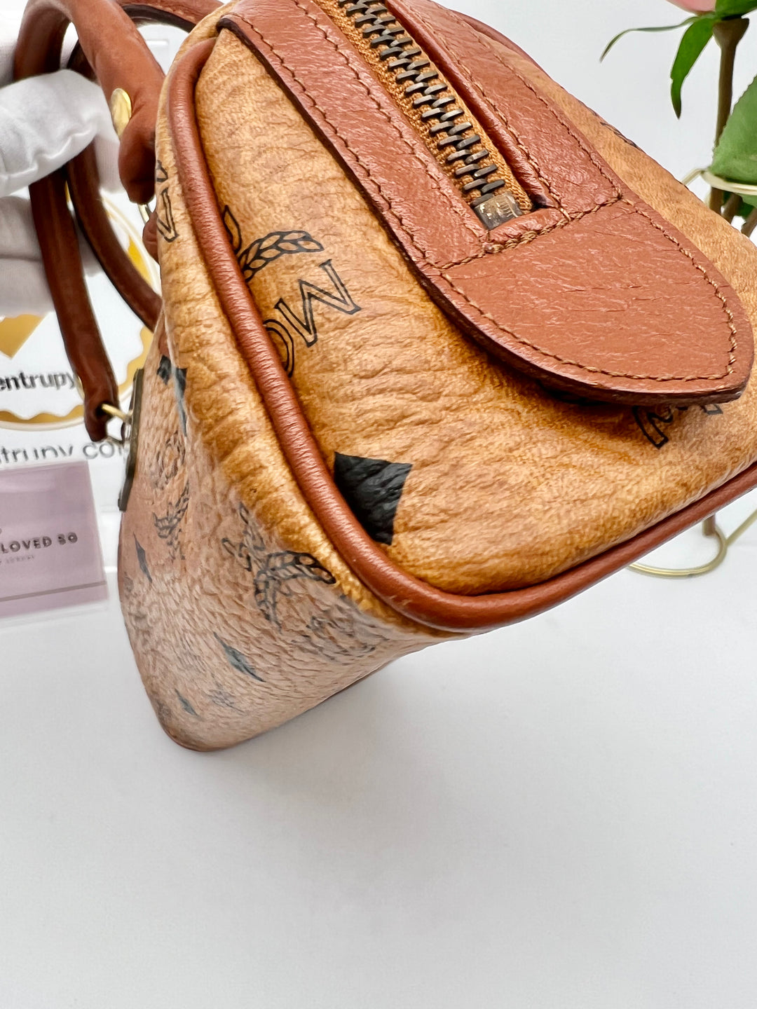 MCM MINI VISETOS COGNAC CROSSBODY