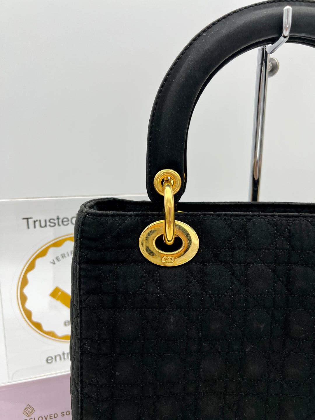 CHRISTIAN LADY DIOR VINTAGE CANVAS SMALL