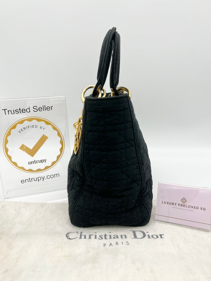 CHRISTIAN LADY DIOR VINTAGE CANVAS SMALL