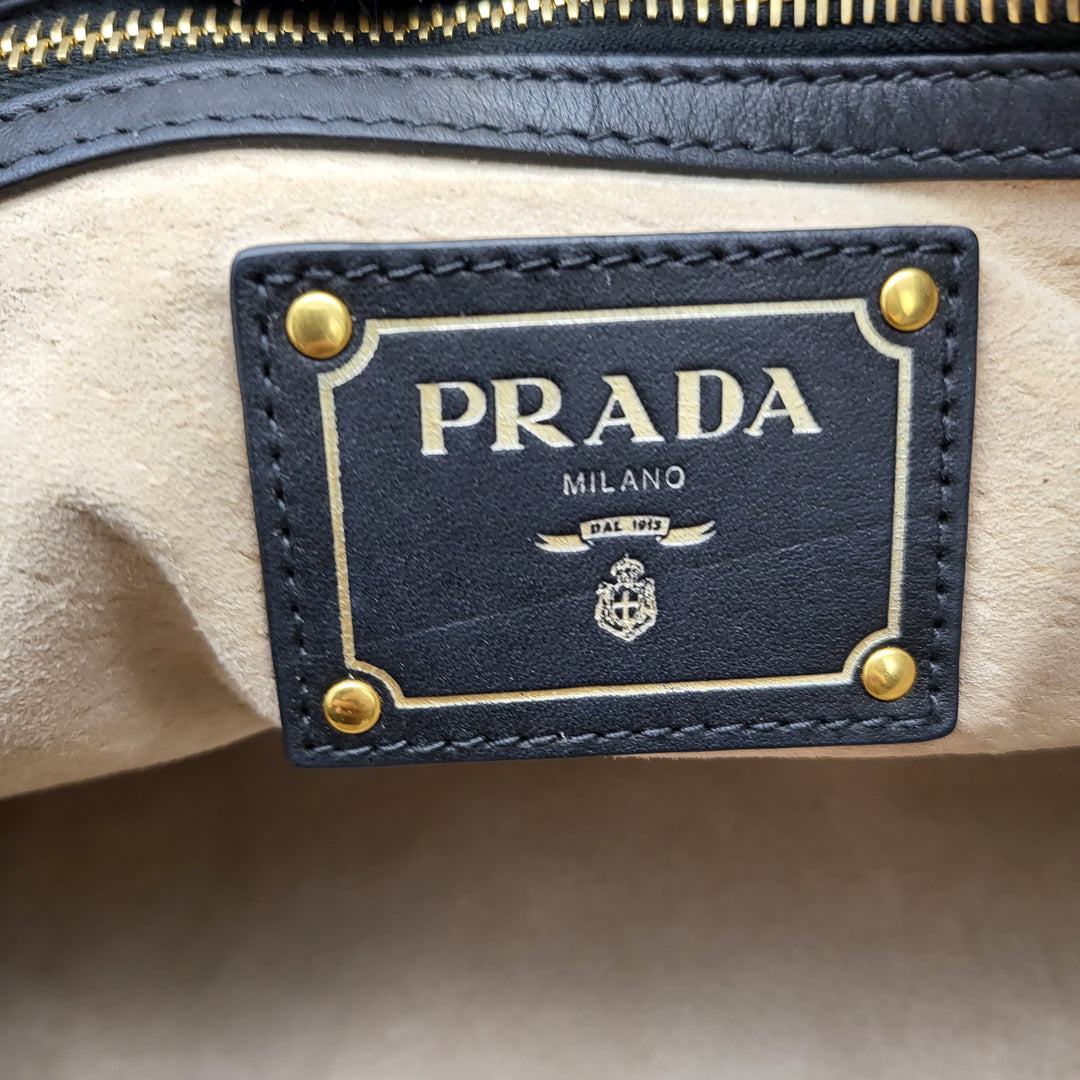 PRADA BLACK LEATHER 2 WAY BAG