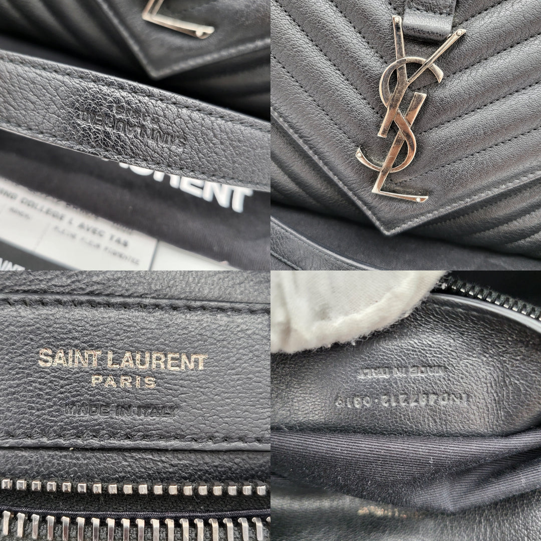 YVES SAINT LAURENT COLLEGE CHEVRON QUILTED BAG