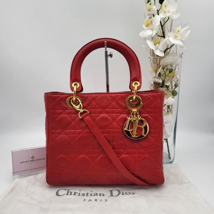 CHRISTIAN DIOR LADY DIOR MEDIUM LAMBSKIN