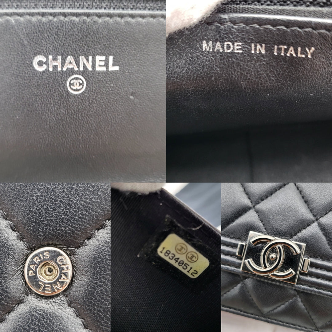 CHANEL BOY WALLET ON CHAIN LAMBSKIN