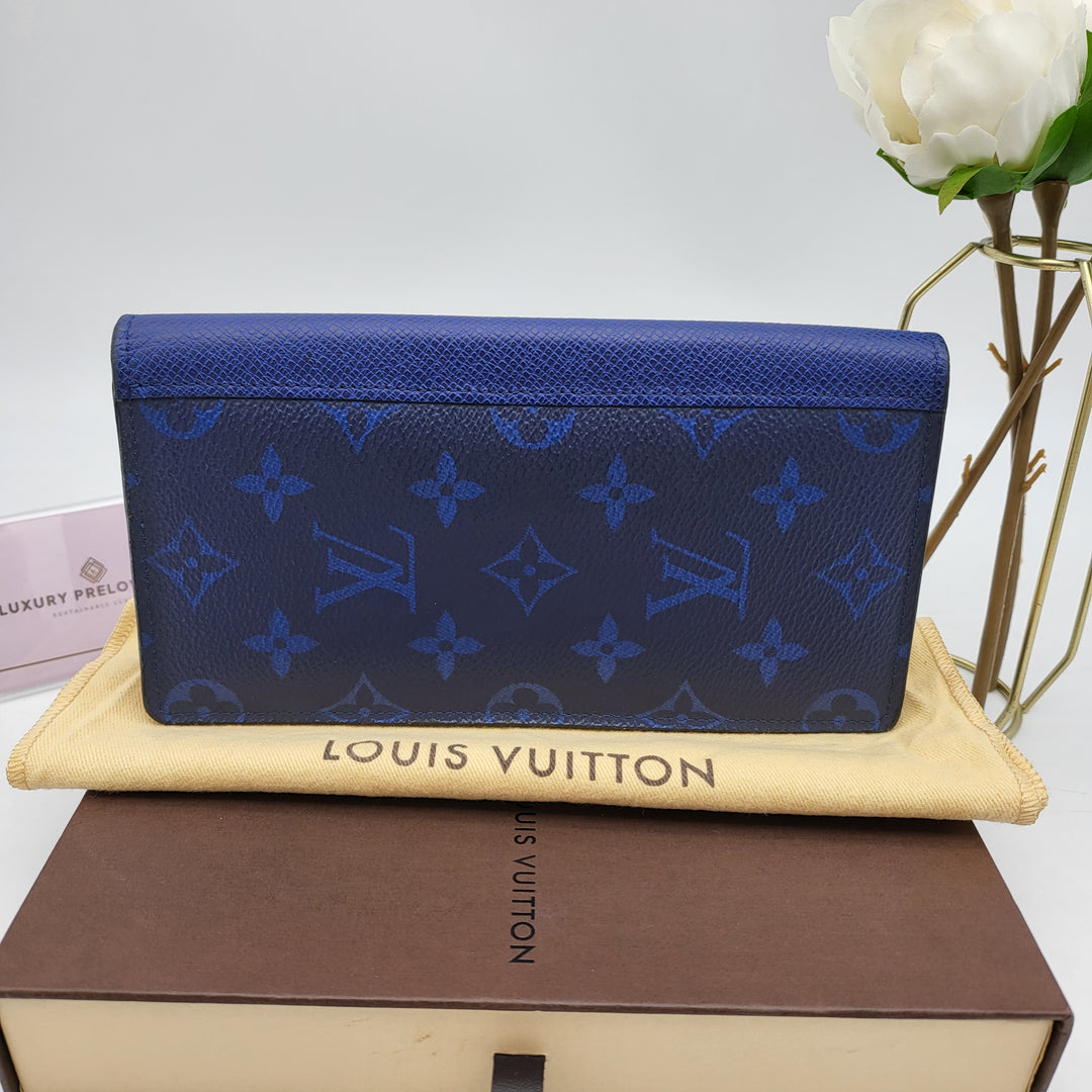 LOUIS VUITTON BRAZZA BLUE MONOGRAM BI FOLD LONG WALLET VINTAGE