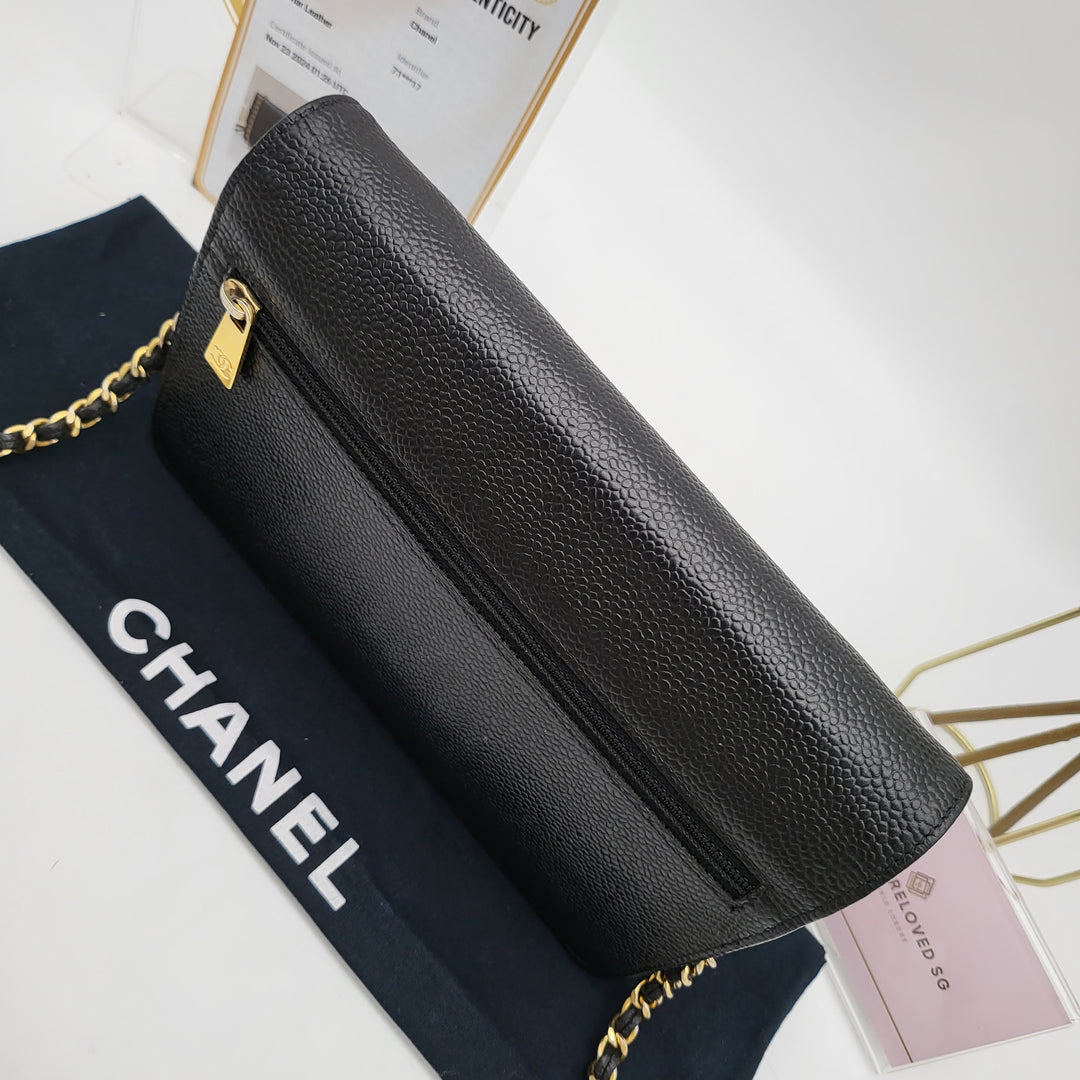 CHANEL CAVIAR TIMELESS WALLET ON CHAIN BLACK