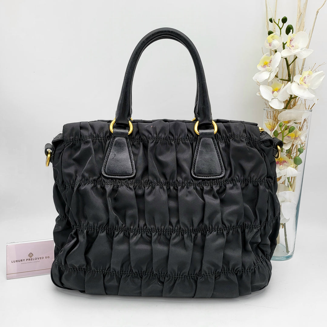 PRADA GAUFRE SHOPPING TOTE BAG