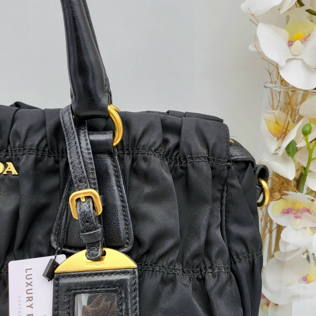 PRADA GAUFRE SHOPPING TOTE BAG