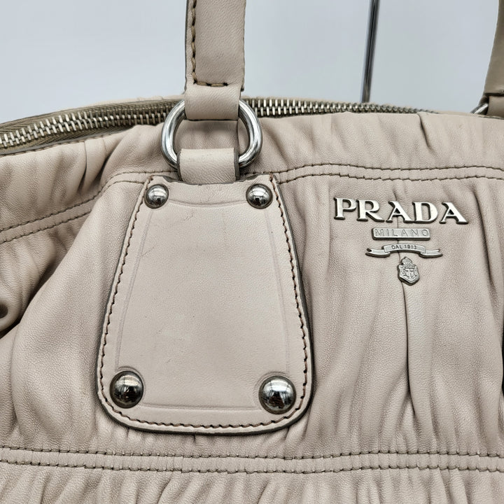 PRADA NAPPA GAUFRE BEIGE LEATHER 2 WAY BAG