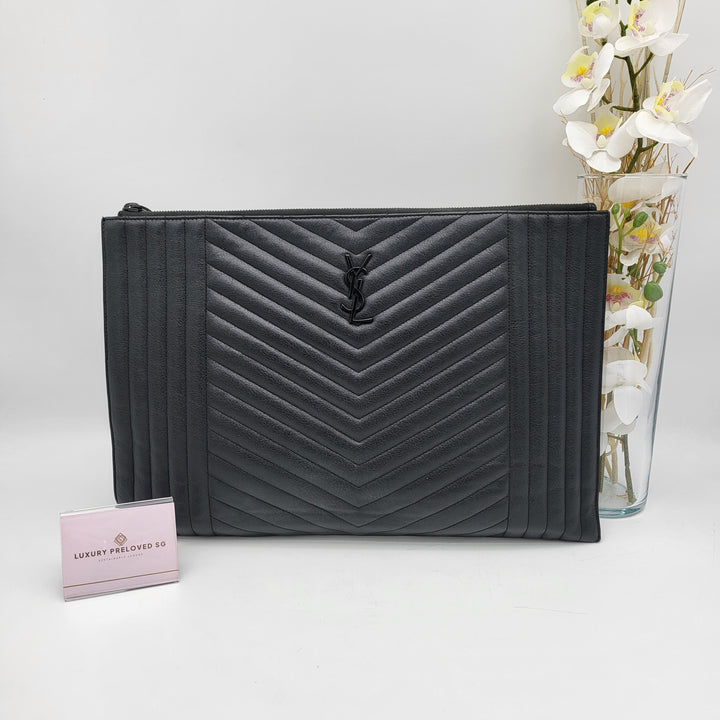 YVES SAINT LAURENT LOU CLUTCH CALF LEATHER