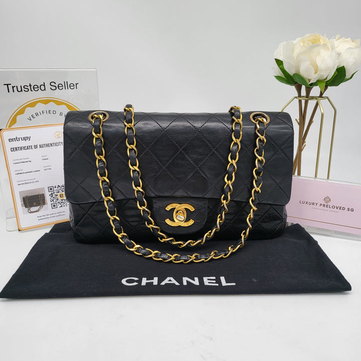 CHANEL LAMBSKIN DOUBLE FLAP