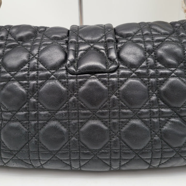 CHRISTIAN DIOR QUILTED CANNAGE NEW LOCK LAMBSKIN SHOULDER BAG