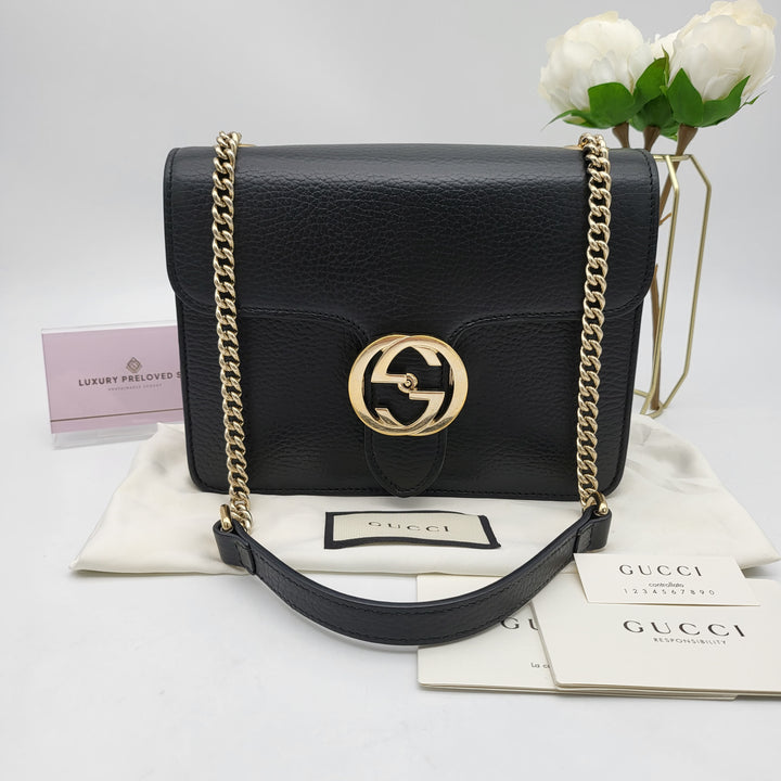 GUCCI CALFSKIN G INTERLOCKING SMALL