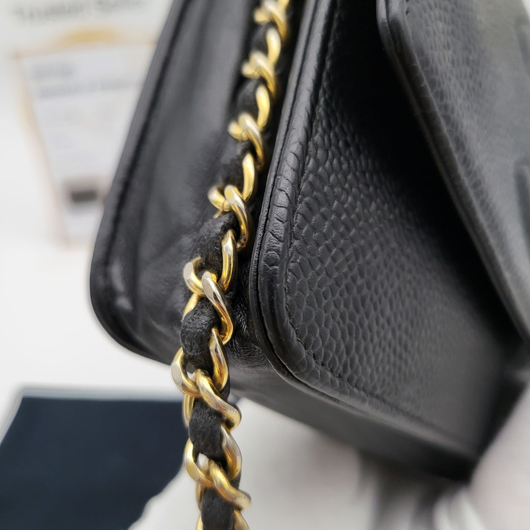 CHANEL CAVIAR TIMELESS WALLET ON CHAIN BLACK