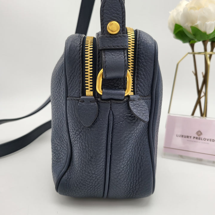 PRADA CALFSKIN SHOULDER BAG NAVY