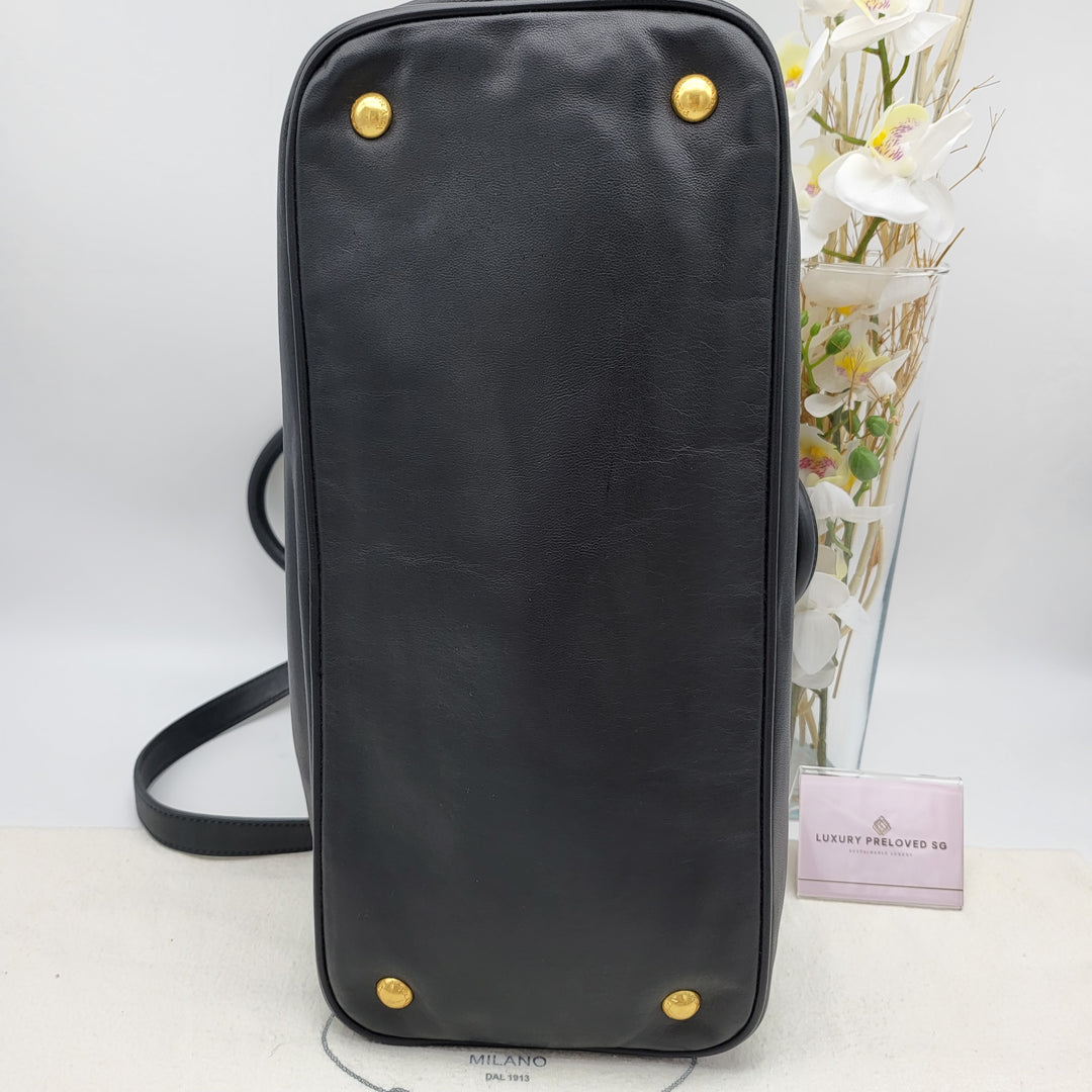 PRADA BLACK LEATHER 2 WAY BAG