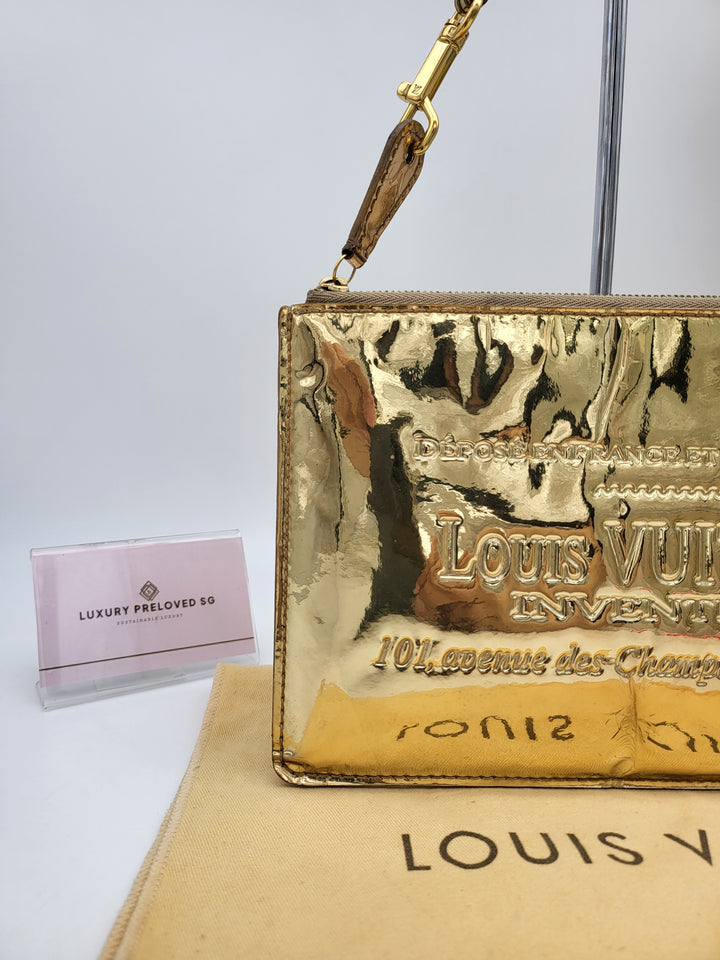 LOUIS VUITTON MONOGRAM MIRIOR INVENTEUR POCHETTE PLAT DORE GOLD