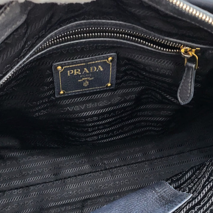 PRADA LEATHER SHOULDER NAVY