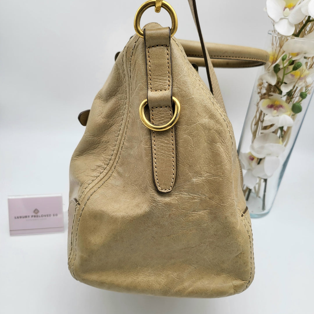 PRADA BEIGE VITELLO SHINE LEATHER