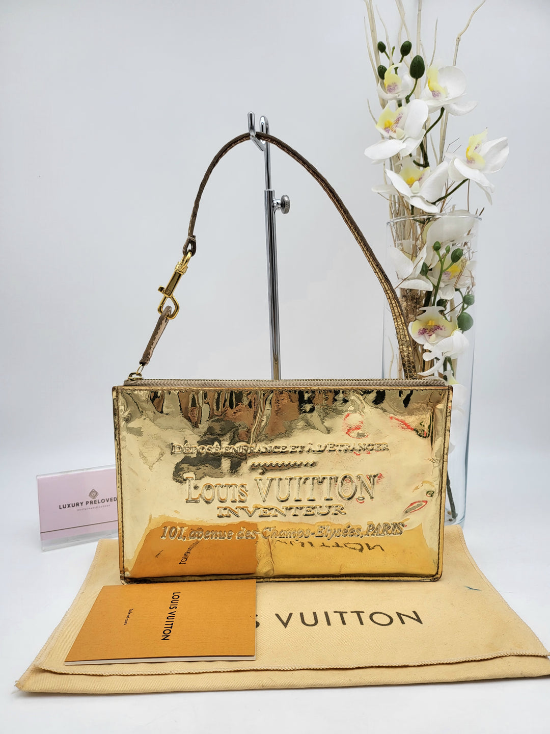 LOUIS VUITTON MONOGRAM MIRIOR INVENTEUR POCHETTE PLAT DORE GOLD
