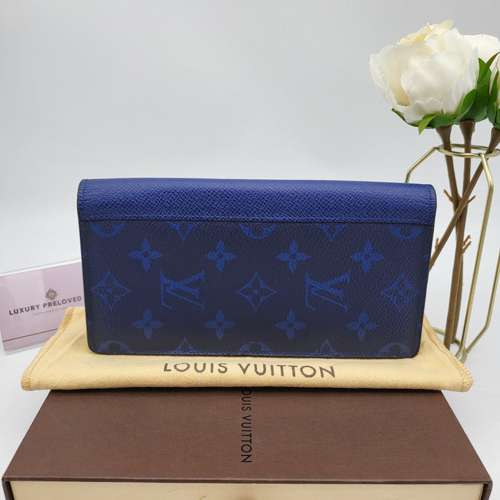 LOUIS VUITTON BRAZZA BLUE MONOGRAM BI FOLD LONG WALLET VINTAGE