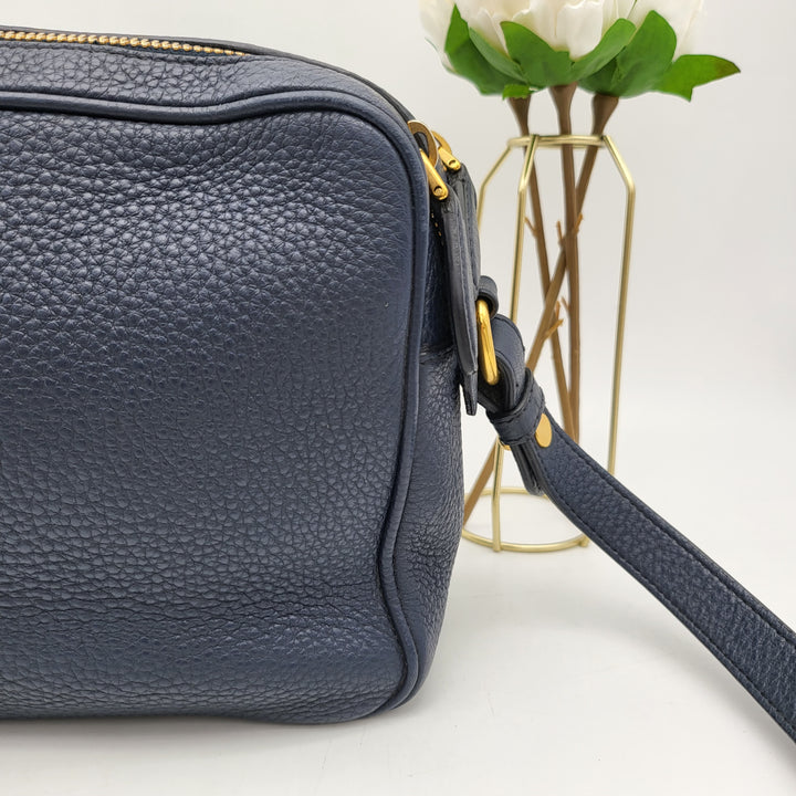 PRADA CALFSKIN SHOULDER BAG NAVY