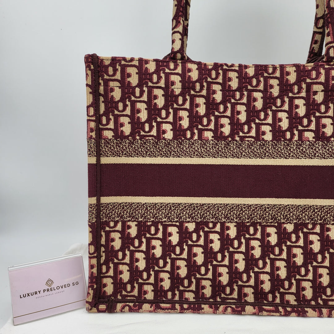 CHRISTIAN DIOR OBLIQUE BOOK TOTE BURGUNDY