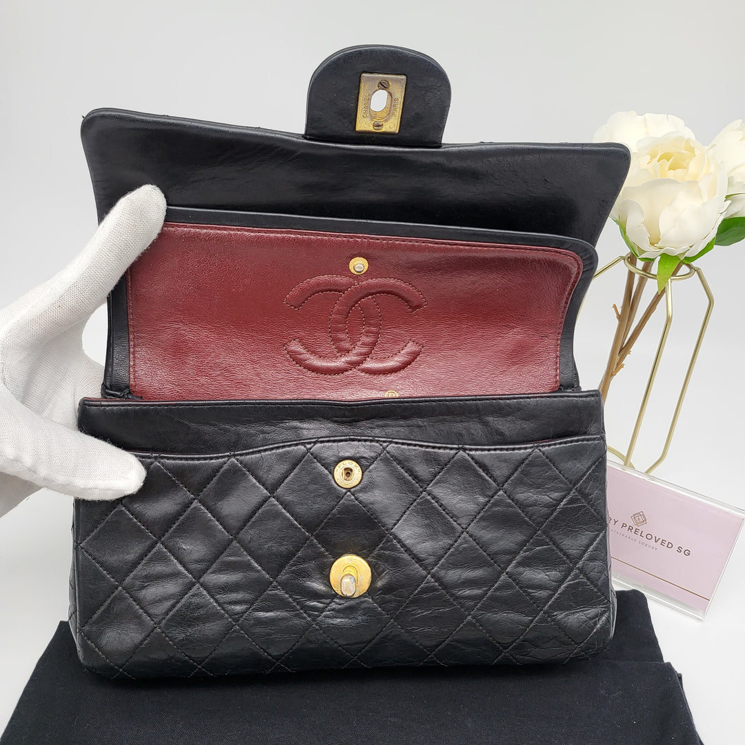 CHANEL LAMBSKIN DOUBLE FLAP