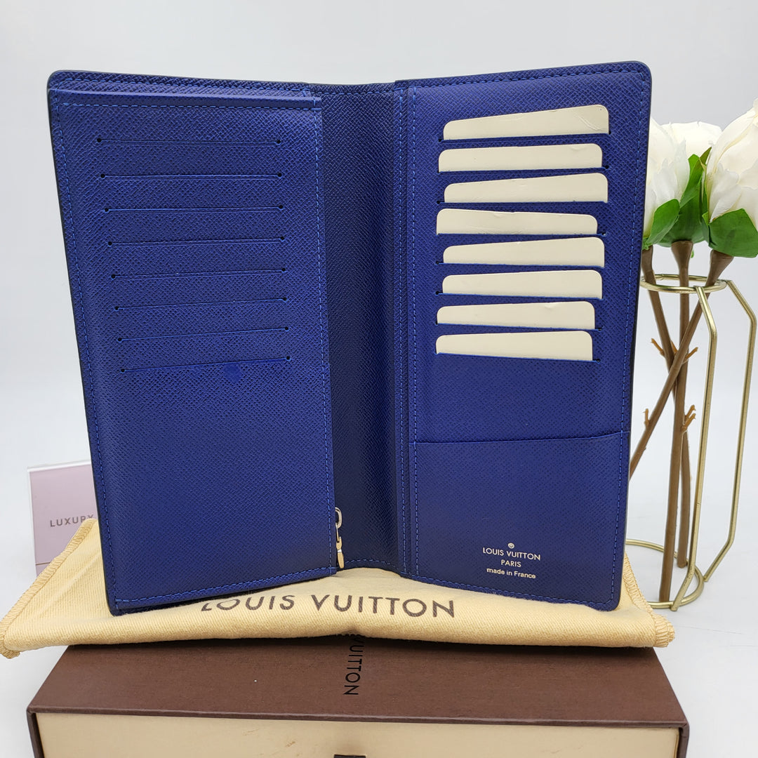 LOUIS VUITTON BRAZZA BLUE MONOGRAM BI FOLD LONG WALLET VINTAGE