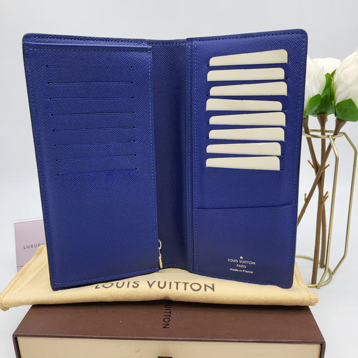 LOUIS VUITTON BRAZZA BLUE MONOGRAM BI FOLD LONG WALLET VINTAGE