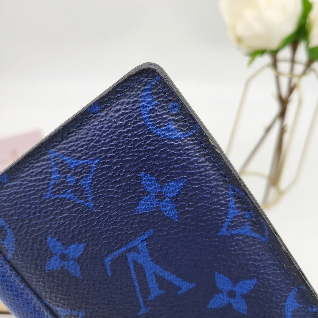 LOUIS VUITTON BRAZZA BLUE MONOGRAM BI FOLD LONG WALLET VINTAGE