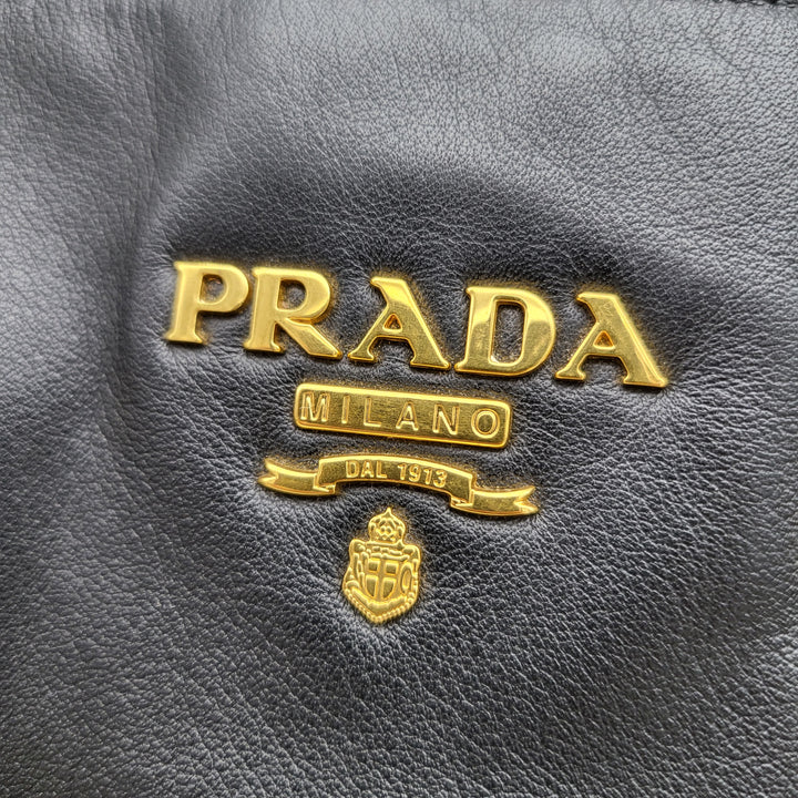 PRADA BLACK LEATHER 2 WAY BAG