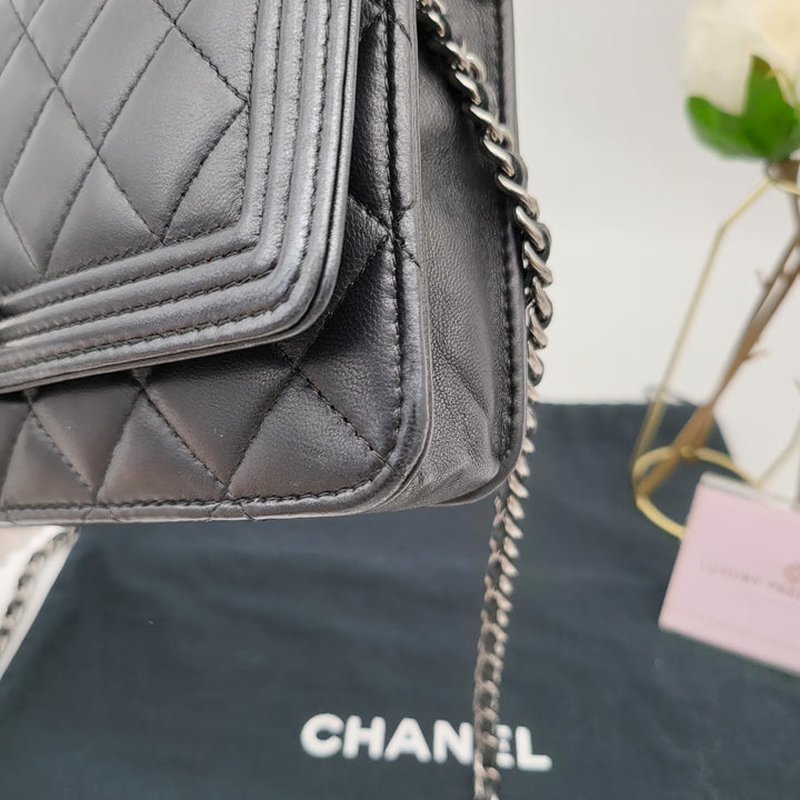 CHANEL BOY WALLET ON CHAIN LAMBSKIN