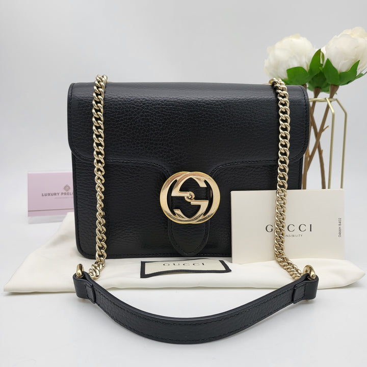 GUCCI CALFSKIN G INTERLOCKING SMALL