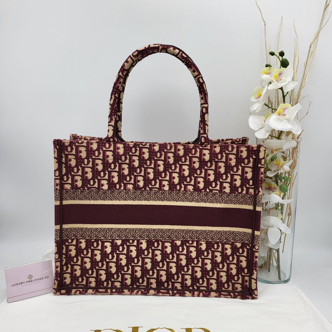 CHRISTIAN DIOR OBLIQUE BOOK TOTE BURGUNDY