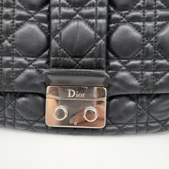 CHRISTIAN DIOR QUILTED CANNAGE NEW LOCK LAMBSKIN SHOULDER BAG