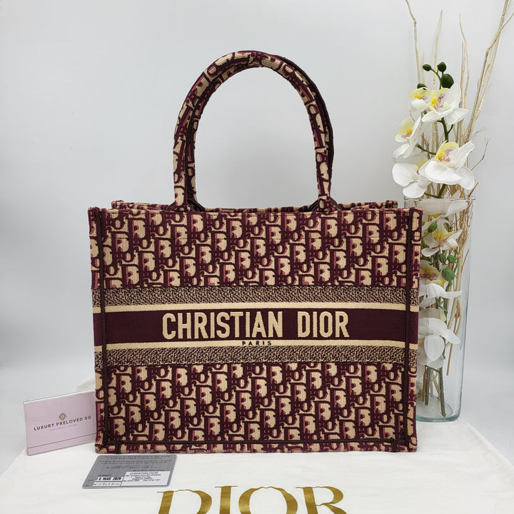 CHRISTIAN DIOR OBLIQUE BOOK TOTE BURGUNDY