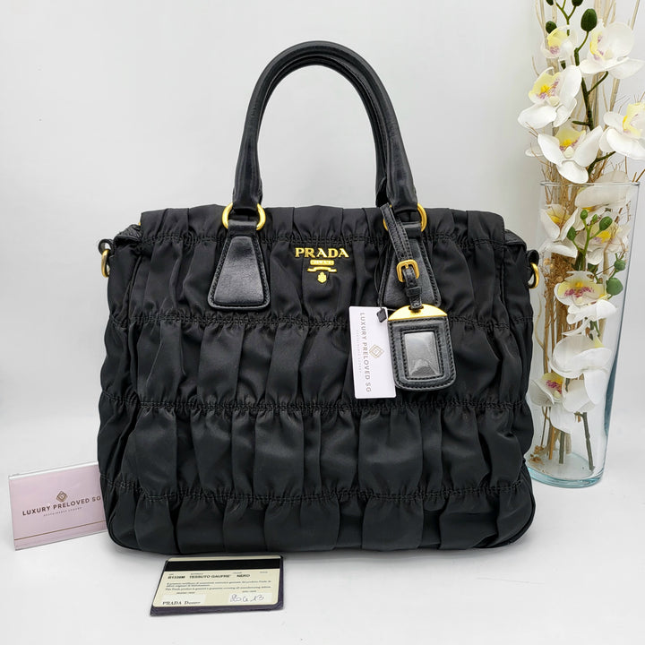 PRADA GAUFRE SHOPPING TOTE BAG