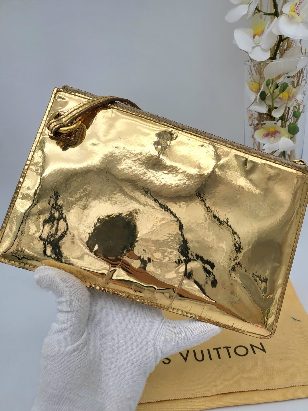 LOUIS VUITTON MONOGRAM MIRIOR INVENTEUR POCHETTE PLAT DORE GOLD