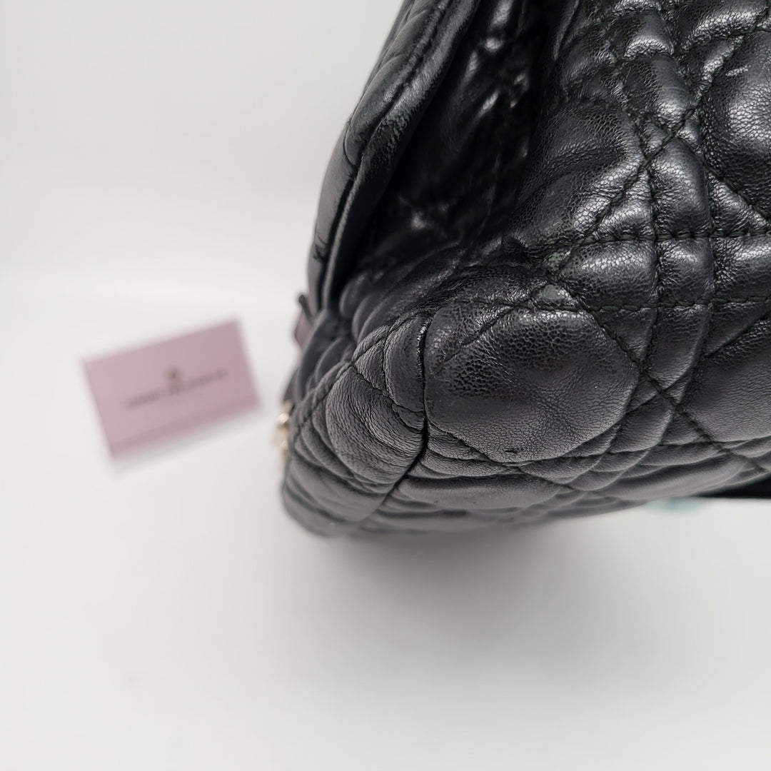 CHRISTIAN DIOR QUILTED CANNAGE NEW LOCK LAMBSKIN SHOULDER BAG