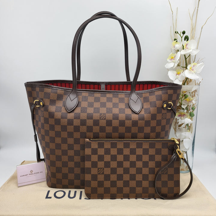 LOUIS VUITTON NEVERFULL MM DAMIER W/ POUCH