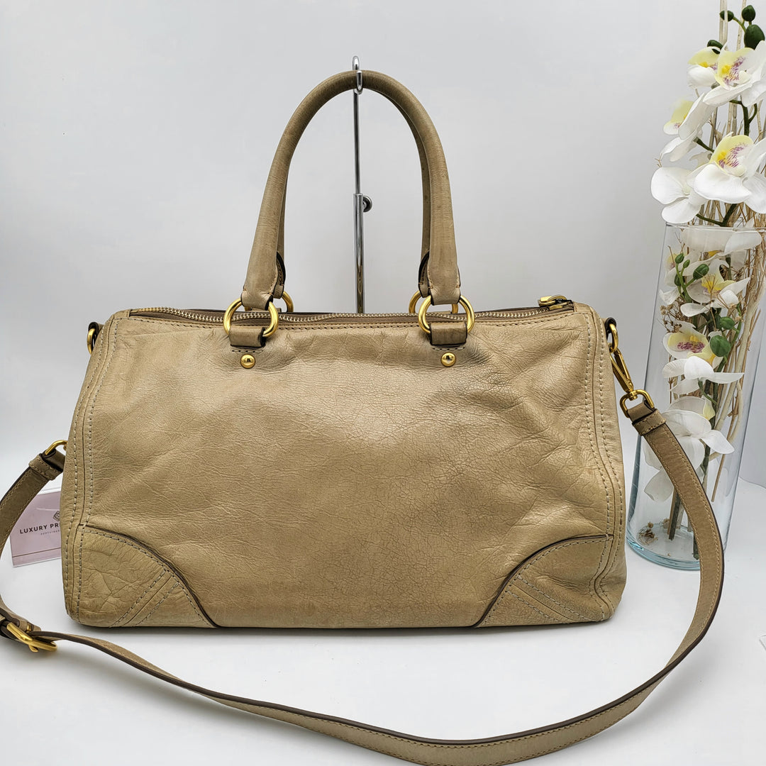 PRADA BEIGE VITELLO SHINE LEATHER