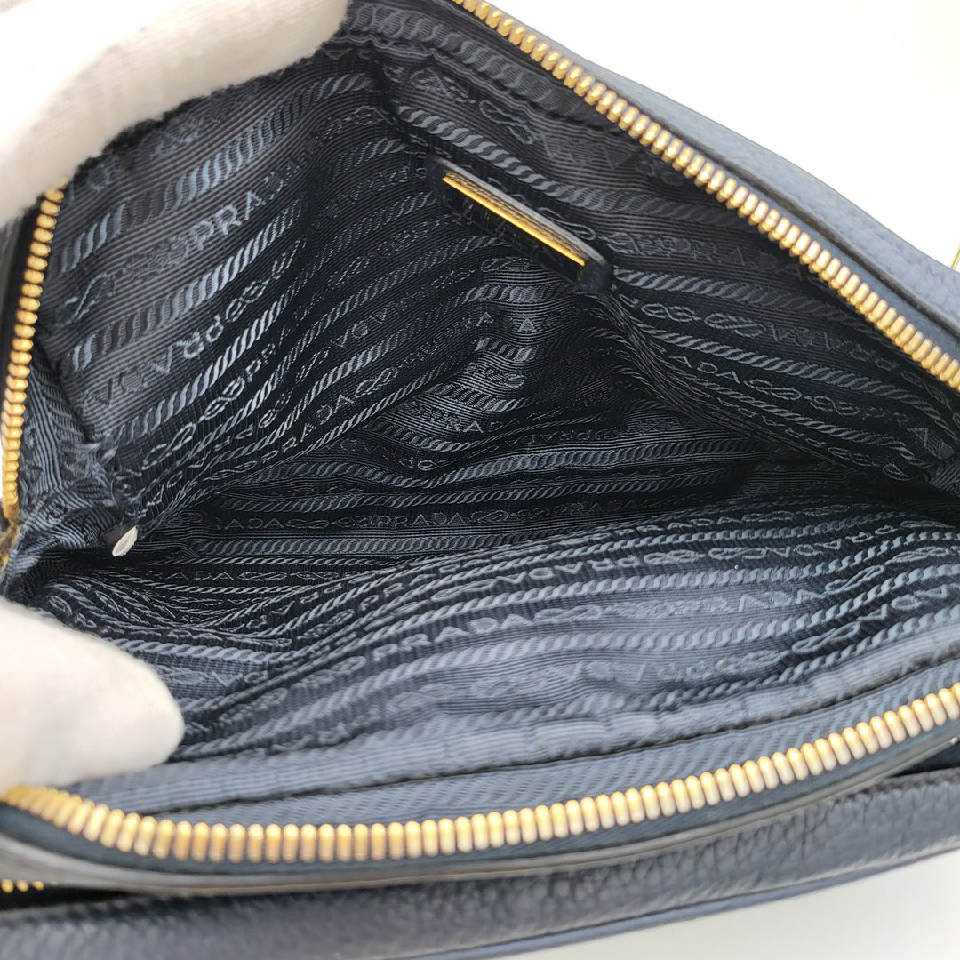 PRADA CALFSKIN SHOULDER BAG NAVY